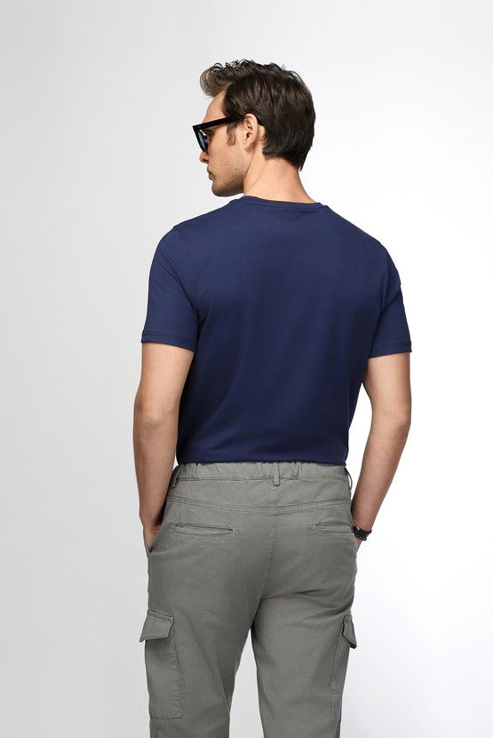 Erkek Giyim - Bisiklet Yaka Slim Fit Dar Kesim Süprem Pamuklu Tişört