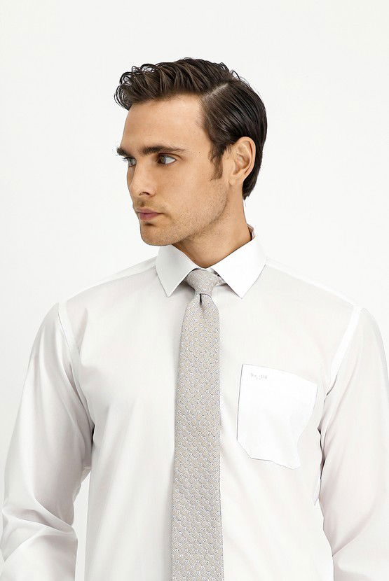 Erkek Giyim - Uzun Kol Regular Fit Non Iron Ütü Gerektirmeyen Pamuklu Gömlek