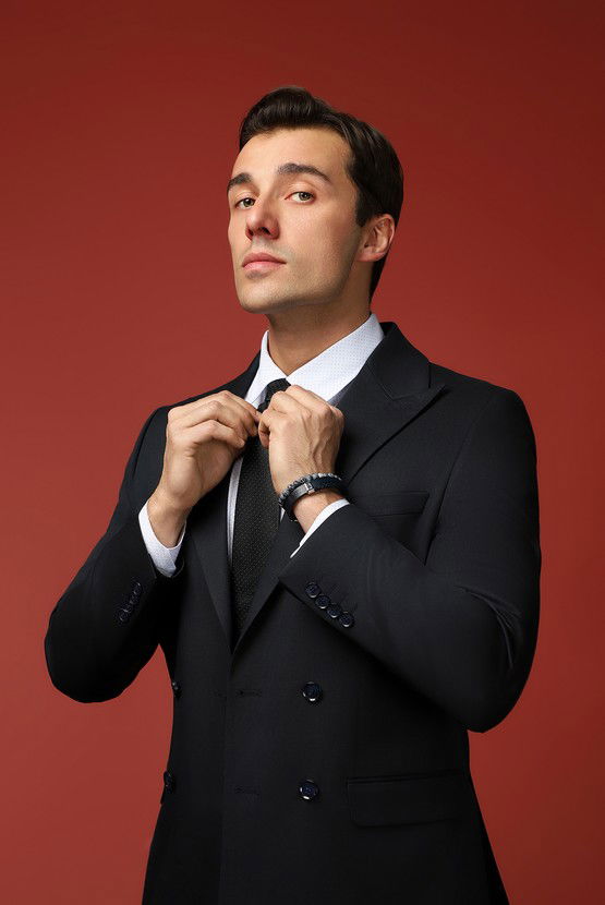 Erkek Giyim - Slim Fit Dar Kesim Pamuklu Lyocell Kruvaze Takım Elbise
