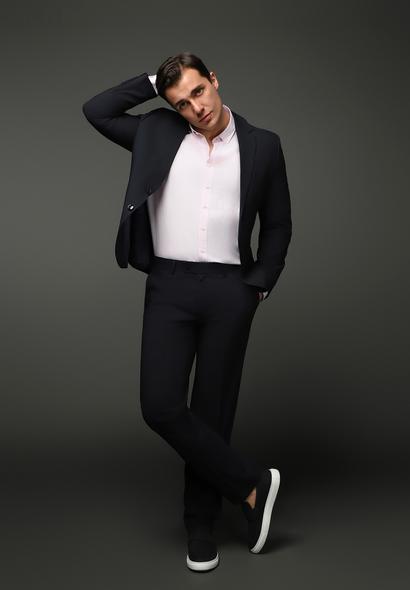 Erkek Giyim - KOYU LACİVERT 64 Beden Slim Fit Dar Kesim Klasik Takım Elbise