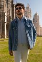  KOYU MAVİ  Slim Fit Dar Kesim Denim Pamuklu Gömlek / Mont