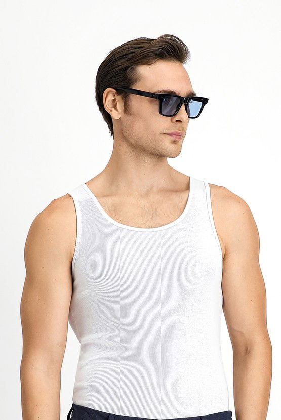 Erkek Giyim - Slim Fit Dar Kesim Pamuk Fitilli Atlet