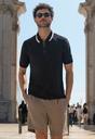  KOYU LACİVERT  Techno-Line Fermuarlı Likralı Slim Fit Dar Kesim Polo Yaka Tişört