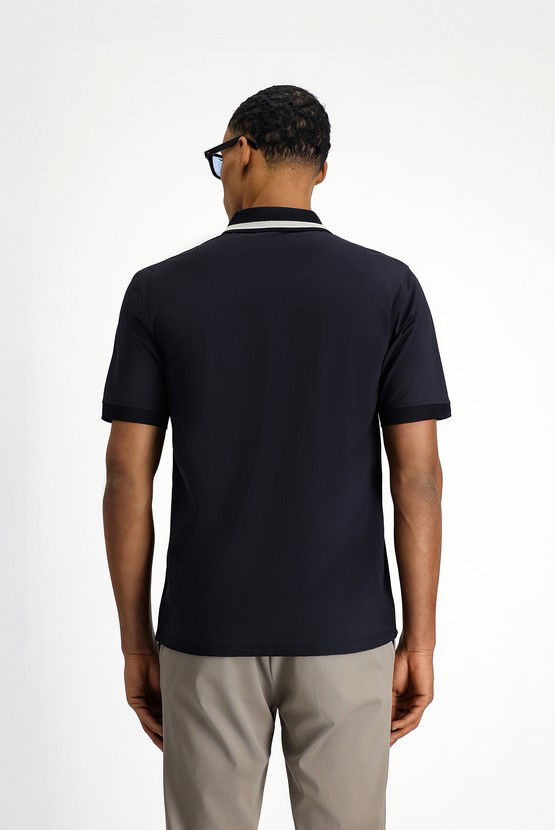 Erkek Giyim - Techno-Line Fermuarlı Likralı Slim Fit Dar Kesim Polo Yaka Tişört