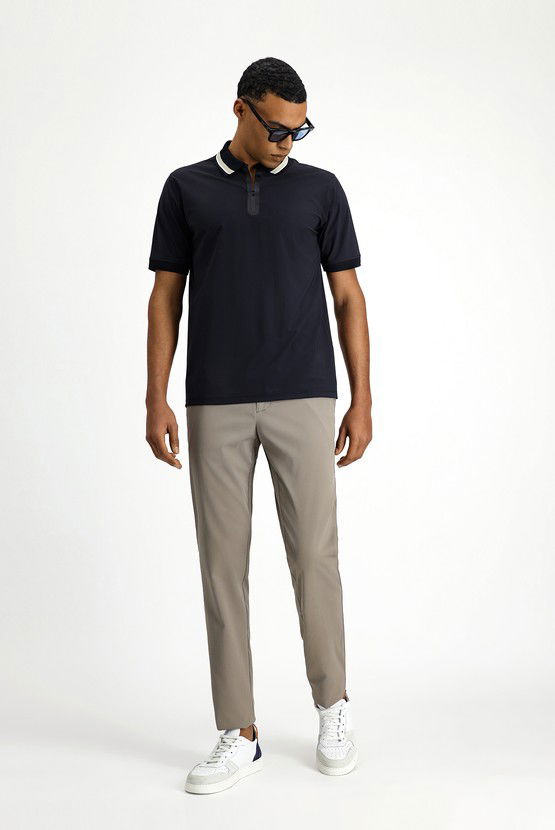 Erkek Giyim - Techno-Line Fermuarlı Likralı Slim Fit Dar Kesim Polo Yaka Tişört