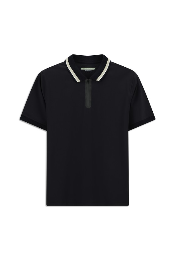 Erkek Giyim - Techno-Line Fermuarlı Likralı Slim Fit Dar Kesim Polo Yaka Tişört
