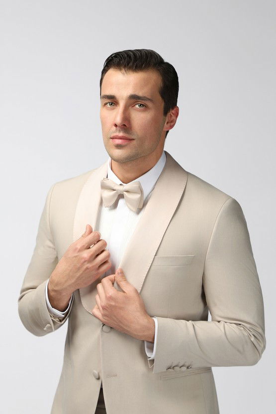 Erkek Giyim - Slim Fit Dar Kesim Şal Yaka Smokin & Damatlık