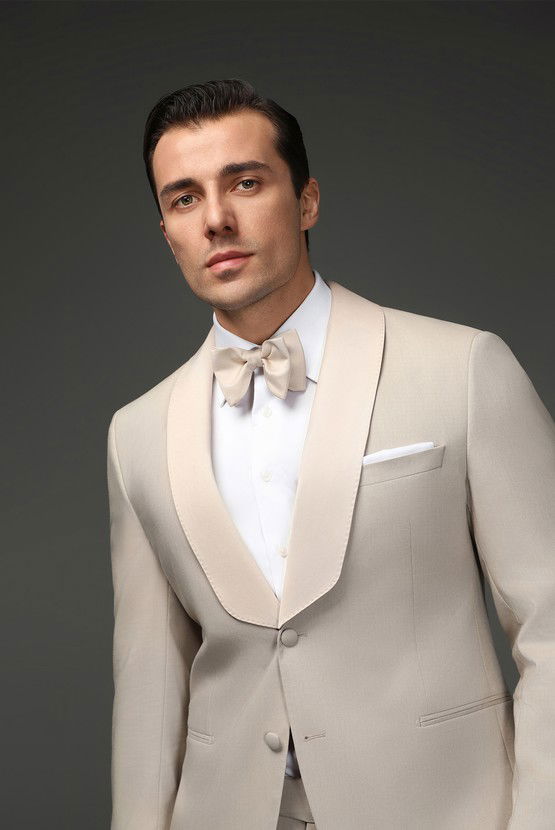 Erkek Giyim - Slim Fit Dar Kesim Şal Yaka Smokin & Damatlık