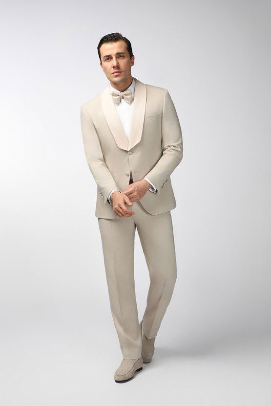 Erkek Giyim - Slim Fit Dar Kesim Şal Yaka Smokin & Damatlık