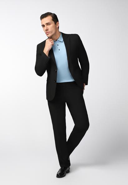Erkek Giyim - SİYAH 56 Beden Relax Fit Rahat Kesim Klasik Takım Elbise