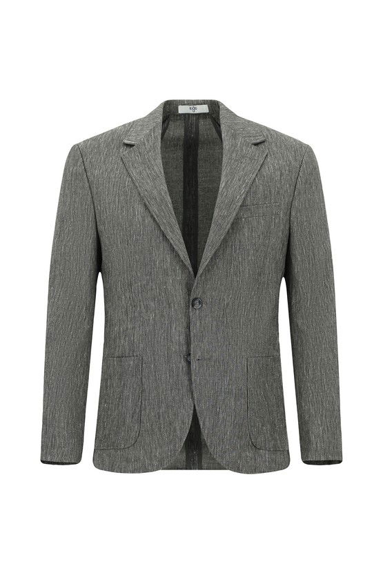 Erkek Giyim - Slim Fit Dar Kesim Keten Karışımlı Beli Lastikli İpli Takım Elbise