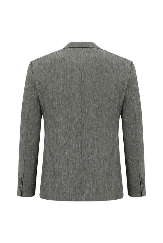 Erkek Giyim - Slim Fit Dar Kesim Keten Karışımlı Beli Lastikli İpli Takım Elbise