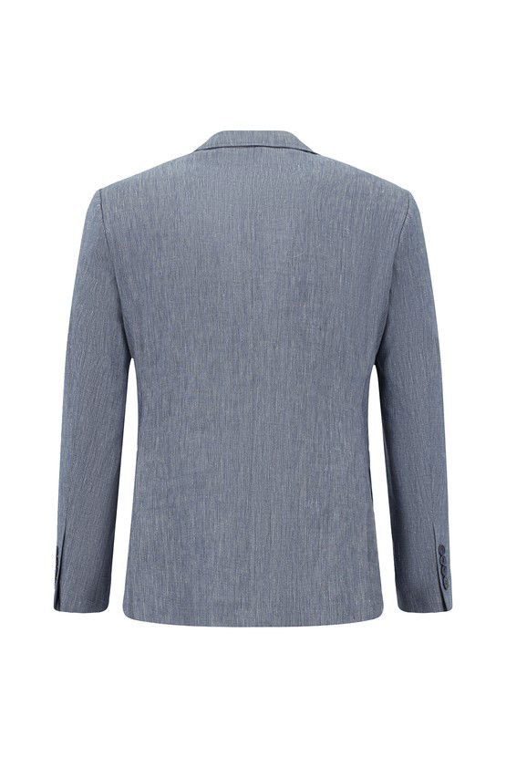 Erkek Giyim - Slim Fit Dar Kesim Keten Karışımlı Beli Lastikli İpli Takım Elbise