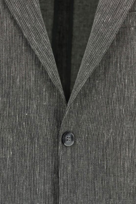 Erkek Giyim - Slim Fit Dar Kesim Keten Karışımlı Beli Lastikli İpli Takım Elbise