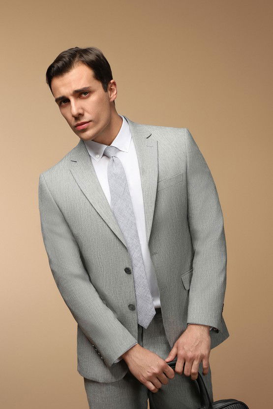 Erkek Giyim - Regular Fit Keten Karışımlı Takım Elbise