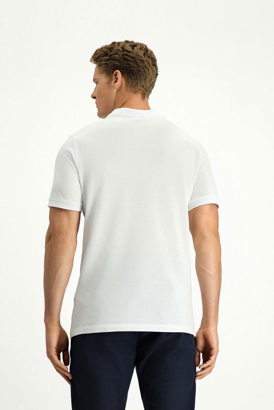 Erkek Giyim - Polo Yaka Slim Fit Dar Kesim Nakışlı Pamuk Tişört