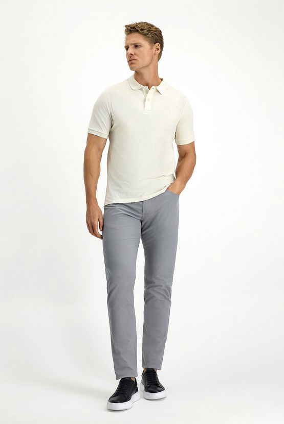 Erkek Giyim - Polo Yaka Slim Fit Dar Kesim Nakışlı Pamuk Tişört