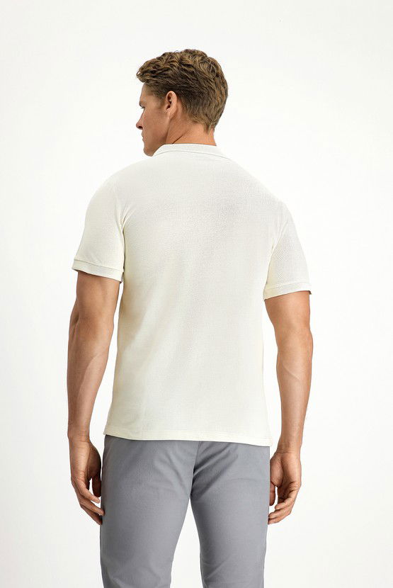 Erkek Giyim - Polo Yaka Slim Fit Dar Kesim Nakışlı Pamuk Tişört