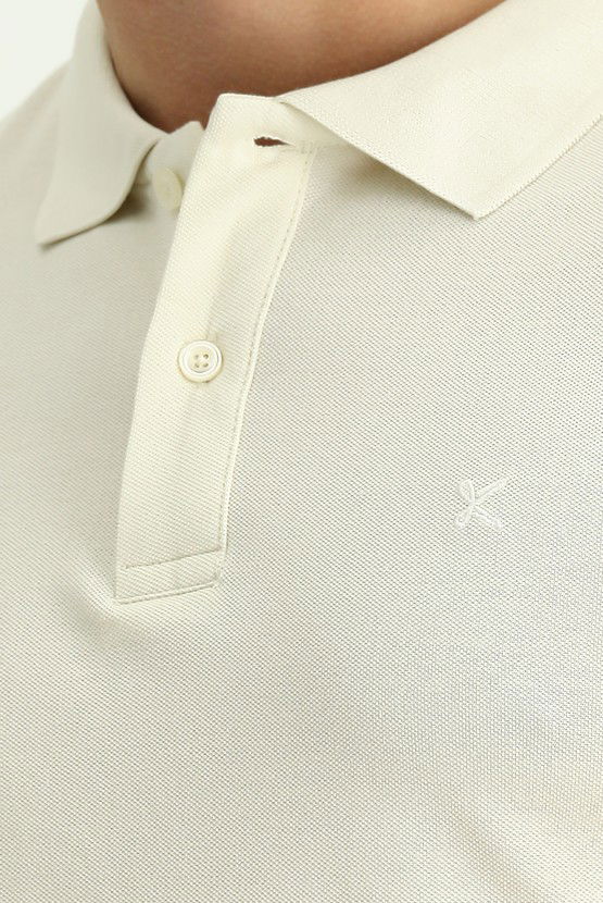 Erkek Giyim - Polo Yaka Slim Fit Dar Kesim Nakışlı Pamuk Tişört