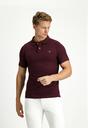  KOYU BORDO  Polo Yaka Slim Fit Dar Kesim Nakışlı Pamuk Tişört