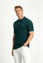  KOYU YEŞİL  Polo Yaka Slim Fit Dar Kesim Nakışlı Pamuk Tişört