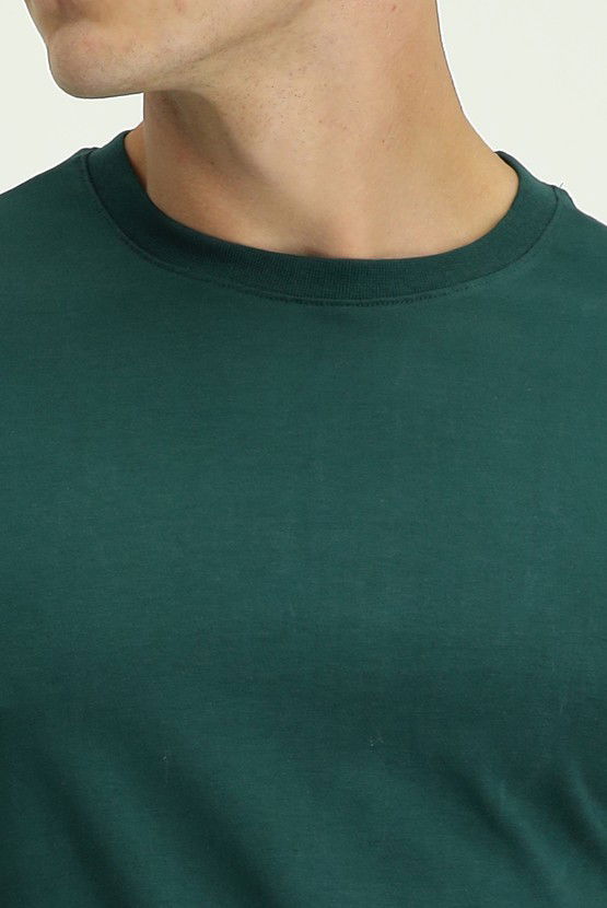 Erkek Giyim - Bisiklet Yaka Slim Fit Dar Kesim Süprem Pamuk Tişört