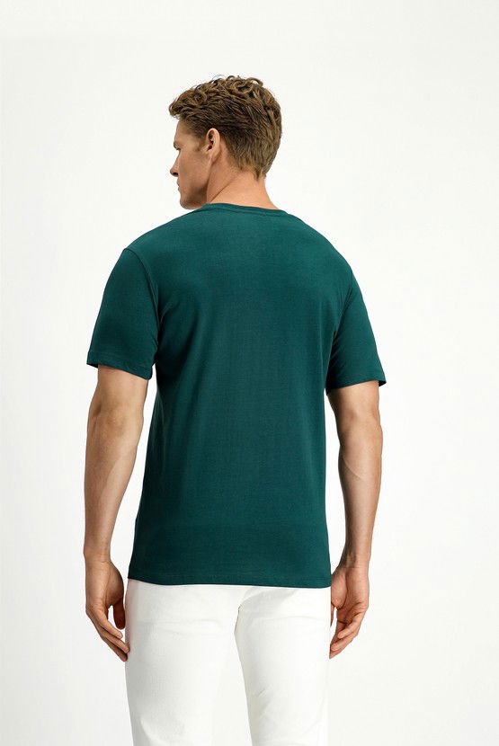 Erkek Giyim - Bisiklet Yaka Slim Fit Dar Kesim Süprem Pamuk Tişört