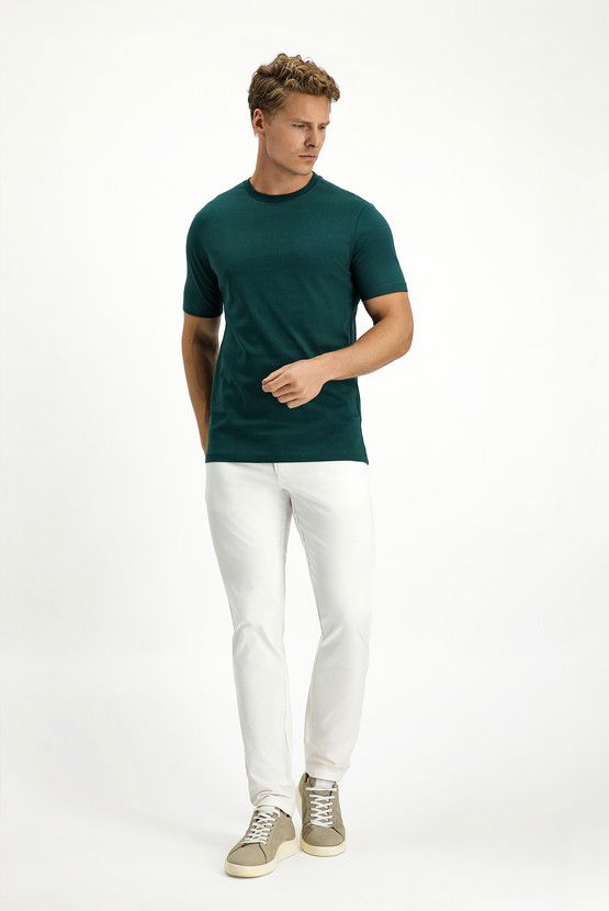 Erkek Giyim - Bisiklet Yaka Slim Fit Dar Kesim Süprem Pamuk Tişört
