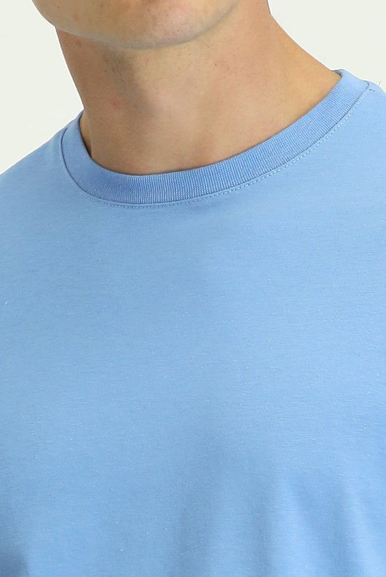 Erkek Giyim - Bisiklet Yaka Slim Fit Dar Kesim Süprem Pamuk Tişört
