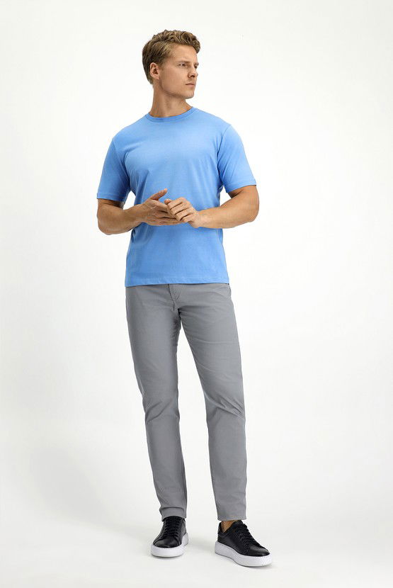 Erkek Giyim - Bisiklet Yaka Slim Fit Dar Kesim Süprem Pamuk Tişört
