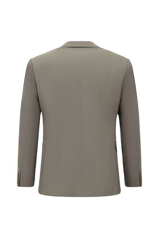 Erkek Giyim - Slim Fit Dar Kesim Pamuklu Lyocell Kruvaze Takım Elbise