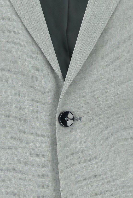 Erkek Giyim - Slim Fit Dar Kesim Pamuklu Lyocell Klasik Takım Elbise