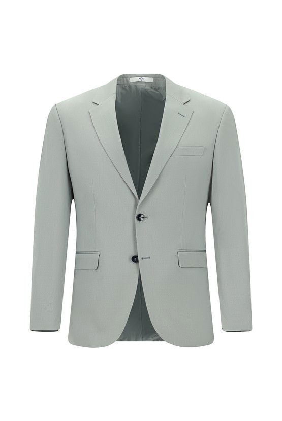 Erkek Giyim - Slim Fit Dar Kesim Pamuklu Lyocell Klasik Takım Elbise