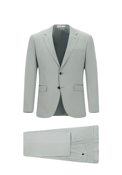 Erkek Giyim - AÇIK GRİ 60 Beden Slim Fit Dar Kesim Pamuklu Lyocell Klasik Takım Elbise