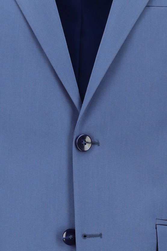 Erkek Giyim - Slim Fit Dar Kesim Pamuklu Lyocell Klasik Takım Elbise