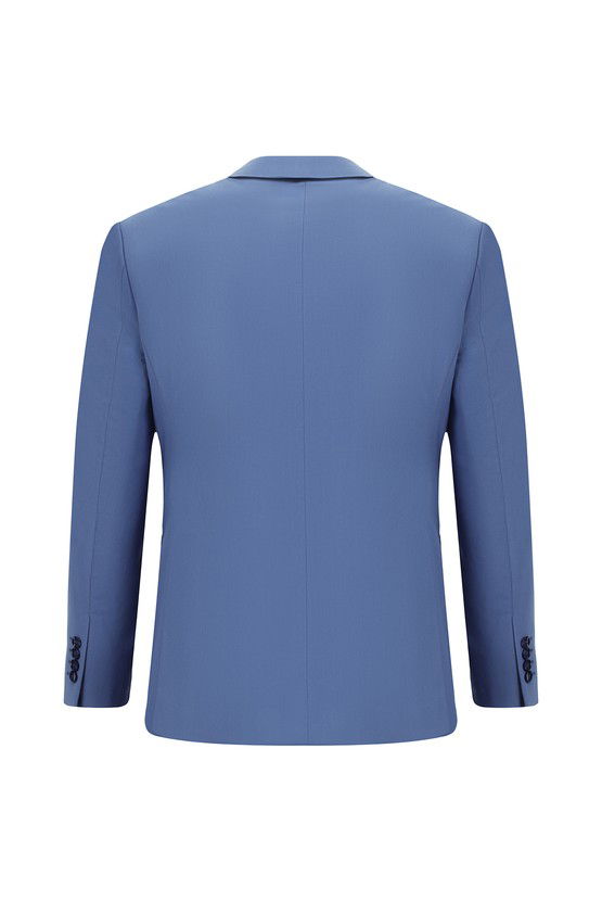 Erkek Giyim - Slim Fit Dar Kesim Pamuklu Lyocell Klasik Takım Elbise