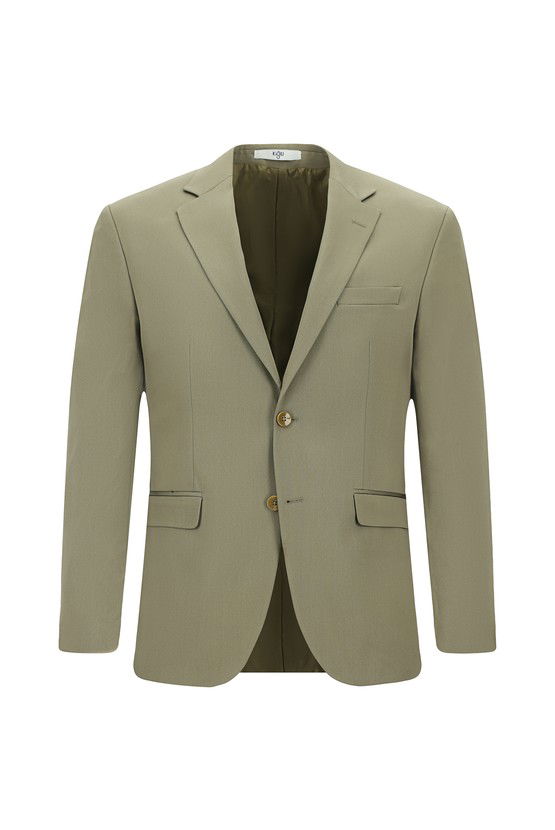Erkek Giyim - Slim Fit Dar Kesim Pamuklu Lyocell Klasik Takım Elbise