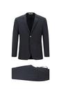  KOYU LACİVERT  Super Slim Fit Ekstra Dar Kesim Desenli Beli Lastikli İpli Spor Takım Elbise