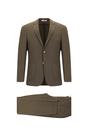  ORTA KAHVE  Super Slim Fit Ekstra Dar Kesim Desenli Beli Lastikli İpli Spor Takım Elbise