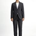  KOYU ANTRASİT  Slim Fit Dar Kesim Kareli Kombinli Takım Elbise