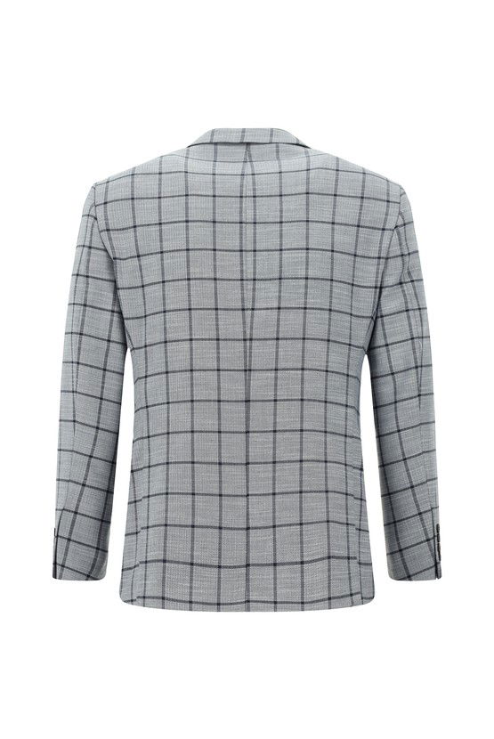 Erkek Giyim - Slim Fit Dar Kesim Kareli Kombinli Takım Elbise