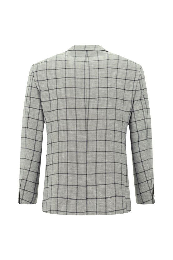Erkek Giyim - Slim Fit Dar Kesim Kareli Kombinli Takım Elbise
