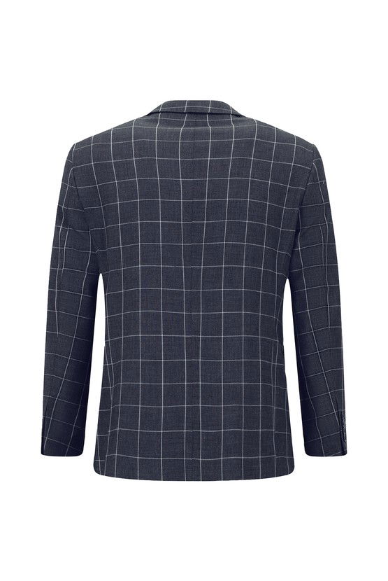 Erkek Giyim - Slim Fit Dar Kesim Kareli Kombinli Takım Elbise