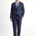  KOYU LACİVERT  Slim Fit Dar Kesim Kareli Kombinli Takım Elbise