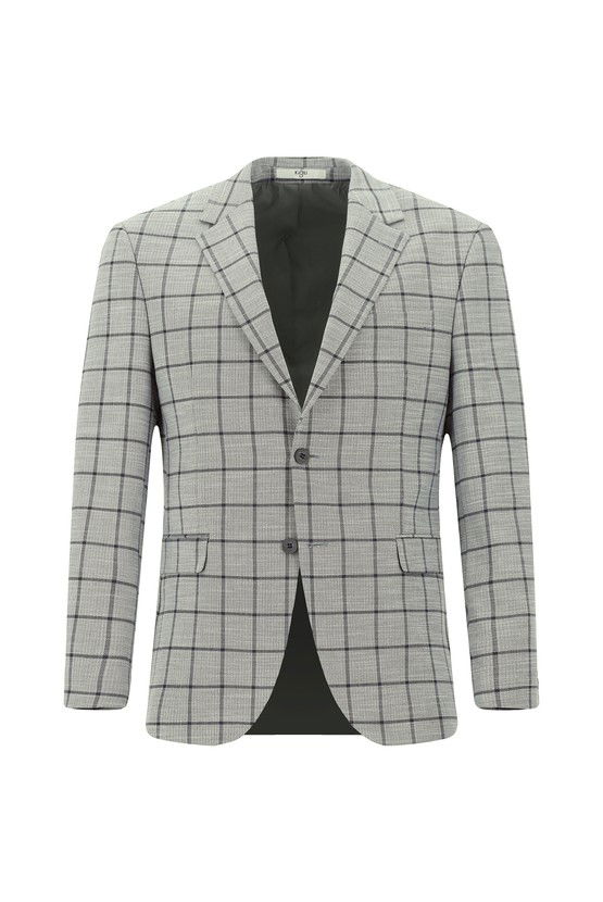 Erkek Giyim - Slim Fit Dar Kesim Kareli Kombinli Takım Elbise