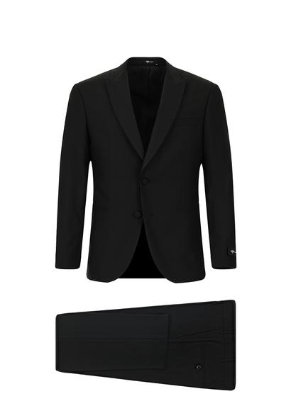 Erkek Giyim - SİYAH 44 Beden Slim Fit Dar Kesim Kırlangıç Yaka Smokin & Damatlık