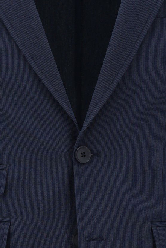 Erkek Giyim - Super Slim Fit Ekstra Dar Kesim Çizgili Takım Elbise