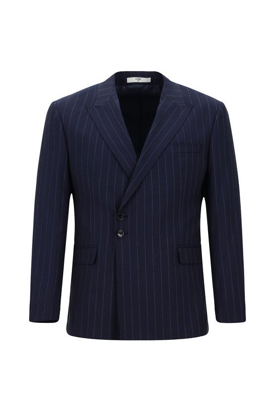 Erkek Giyim - Slim Fit Dar Kesim Çizgili İtalyan Kesim Kruvaze Takım Elbise