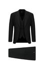  SİYAH  Slim Fit Dar Kesim Sivri Yaka Yelekli Smokin & Damatlık