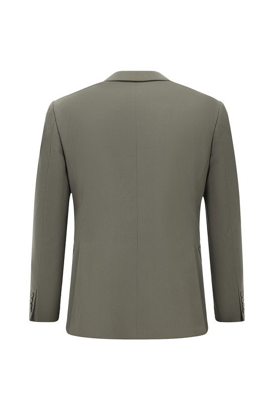 Erkek Giyim - Slim Fit Dar Kesim Pamuklu Lyocell Kruvaze Takım Elbise